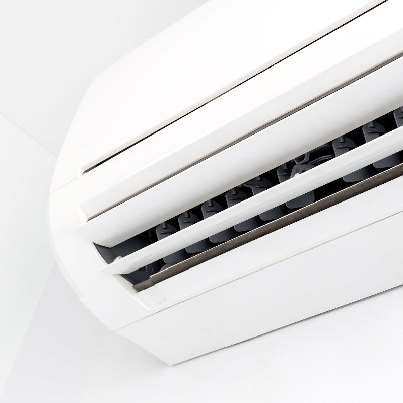 Closeup,White,Air,Conditioner,In,Room