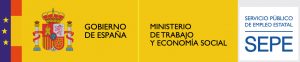 Logotipos del Gobierno de España, el Ministerio de Trabajo y Economía Social y el Servicio Público de Empleo Estatal (SEPE), organismos vinculados a programas de empleo y formación subvencionada.