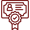 Icono de certificado con sello de validación que representa la certificación oficial y la acreditación profesional en los cursos de UP Formación.